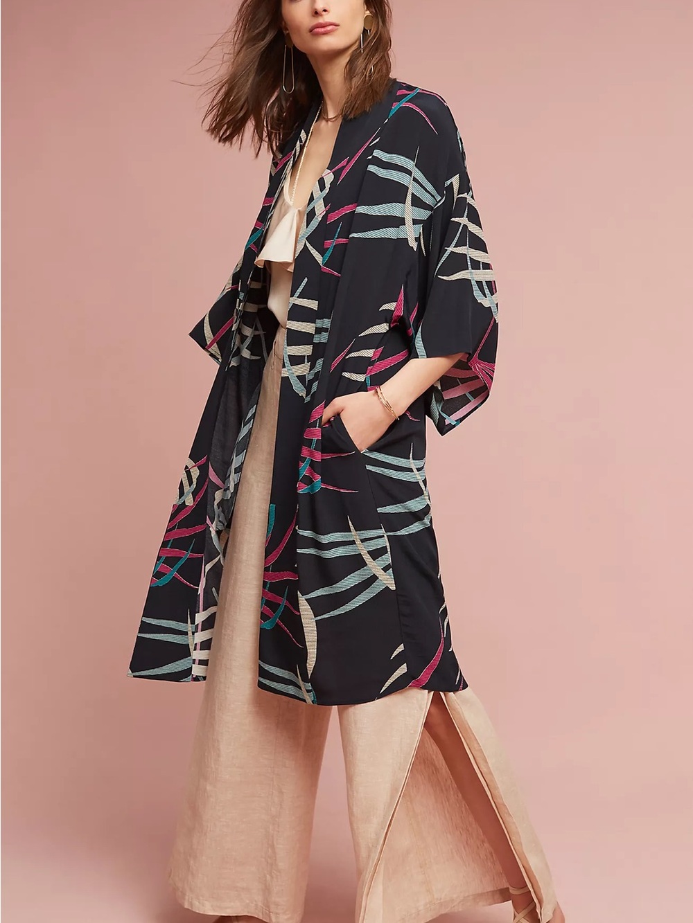 Anthropologie Kira Long Kimono Jacket, Size M/L